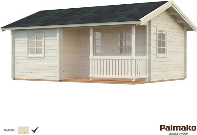 Palmako Sandra Holz-Gartenhaus in Natur mit Satteldach und Blockbohlenbauweise, B/T: 620 x 450 cm - Bild 1