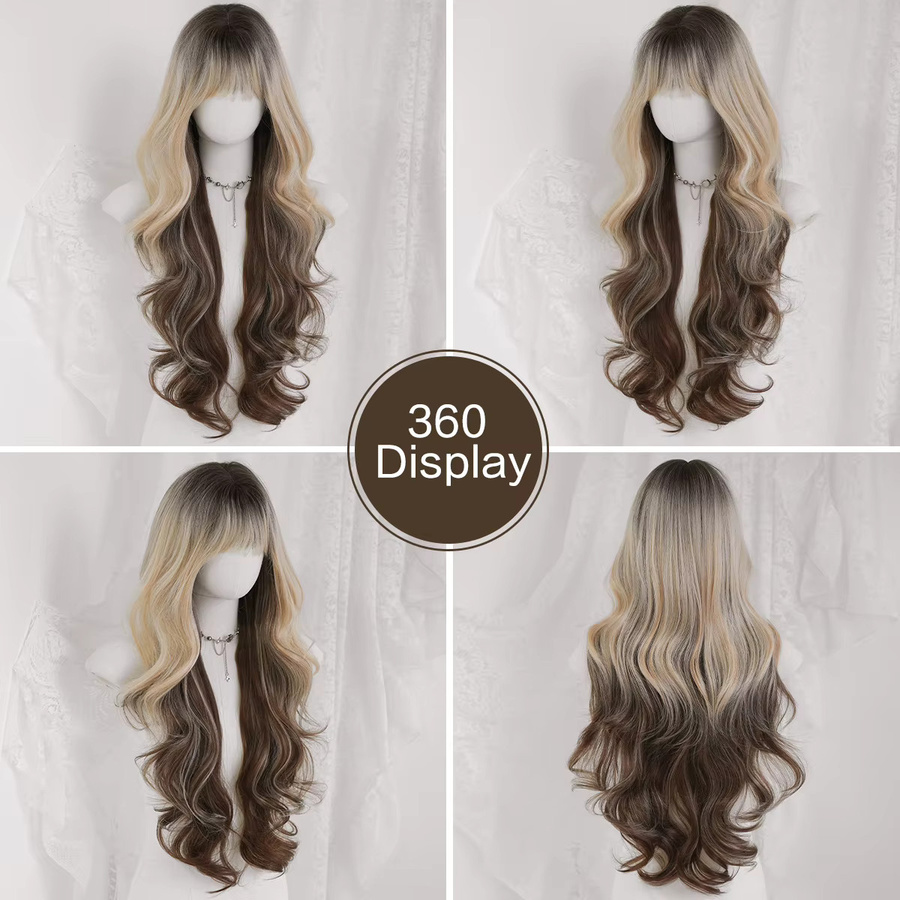 7JHH WIGS Perücke, lang, gewellt, blond Ombre, synthetisch, Damen - Bild 5