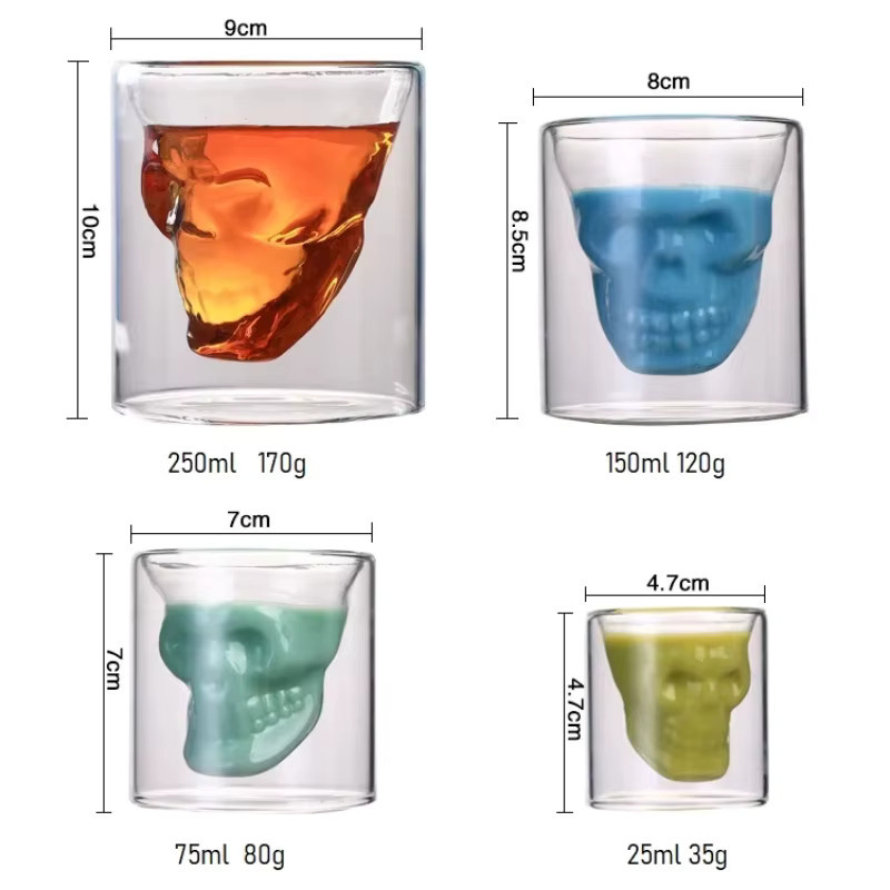 Kreativer Totenkopf-Glasbecher in Transparent, ideal für Wodka oder Bier - Bild 5