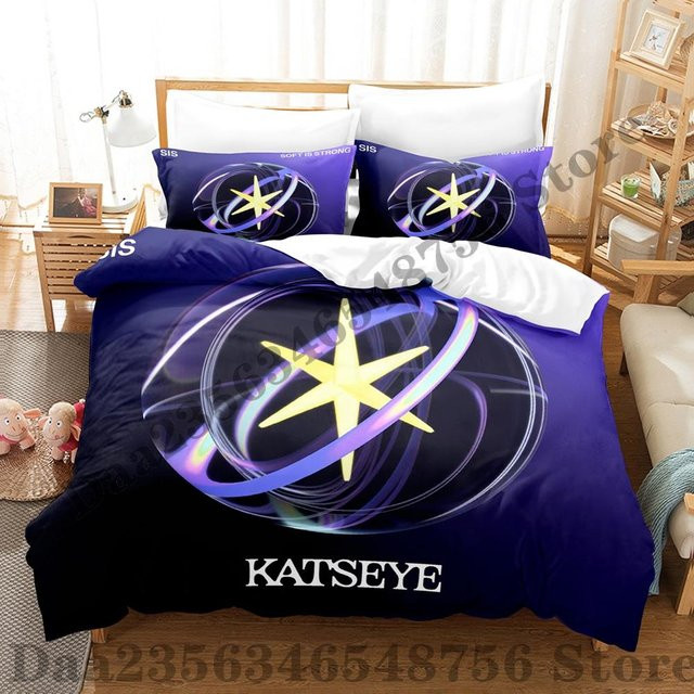 Somelli KATSEYE Bettwäscheset mit Anime-Motiv in Blau, Material Mikrofaser/Polyester, B/H: 245 x 210 cm - Bild 1