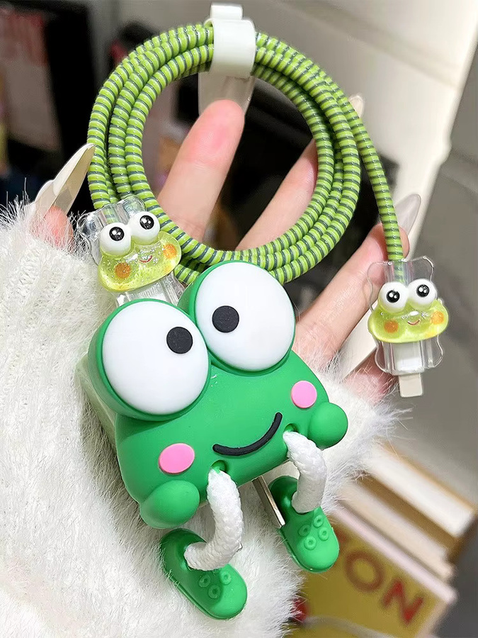 TUNEDEE Cartoon Kabelschutz für iPhone 18W/20W Schnellladekabel in Grün - Bild 3