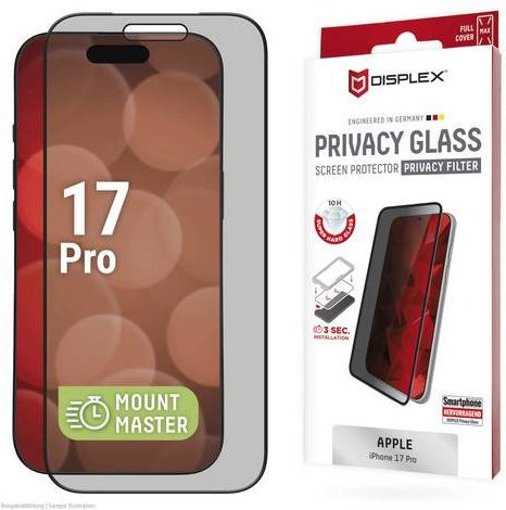 Displex Displayschutzglas mit Blickschutz für Apple iPhone 17 Pro, transparent - Bild 1