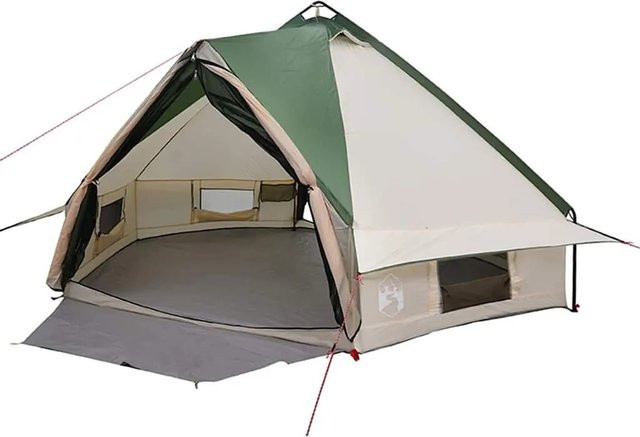 vidaXL Teepee Zelt mit Dach Grün und Weiß B/T/H: 490 x 410 x 210 cm - Bild 1