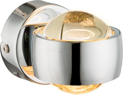 GLOBO LIGHTING LED-Wandleuchte RANDI in Chrom mit transparentem Glas und warmweißem Leuchtmittel
