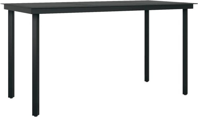 vidaXL Garten-Esstisch aus Stahl und Glas in Schwarz, rechteckig, B/T/H: 140 x 70 x 74 cm - Bild 1
