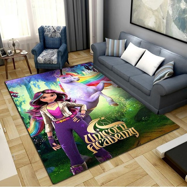 Rutschfester Einhorn Akademie Teppich von Dear YuZong für Kinderzimmer und Wohnzimmer, bunt, B/B: 80 x 120 cm - Bild 1