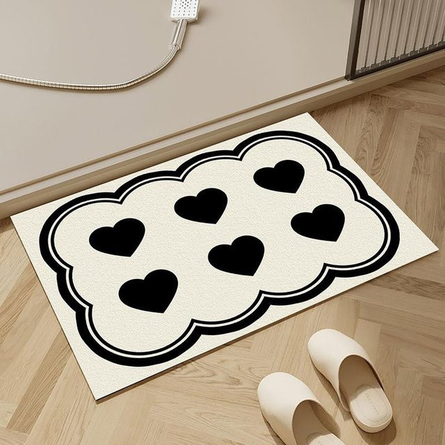 Saugfähige Badezimmer Bodenmatte in Weiß, schnelltrocknende und rutschfeste Badematte, waschbar, B/T: 60 x 40 cm - Bild 1