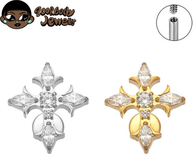 ZOORBODY JEWELRY Ohrstecker Titan, Marquise Cross, Silber, Unisex - Bild 1