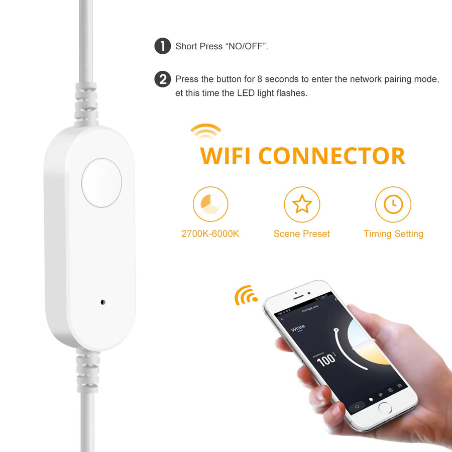 Lcamaw COB LED-Streifen Smart Lampe mit Tuya Smart Life WIFI-Steuerung, CCT Warmweiß/Naturweiß/Weiß, DC24V, kompatibel mit Alexa und Google Assistant - Bild 2