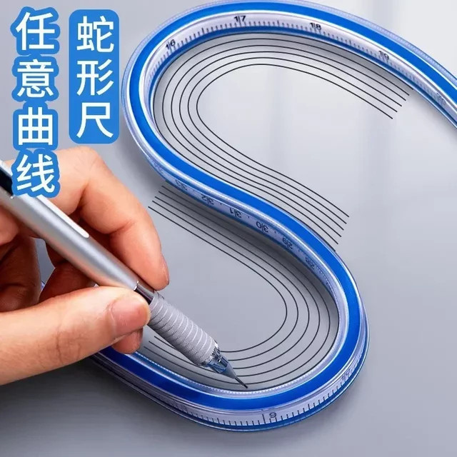 Flexibles Kurvenlineal in Blau, 30 cm Zeichenwerkzeug aus Kunststoff für Schule und Büro - Bild 1