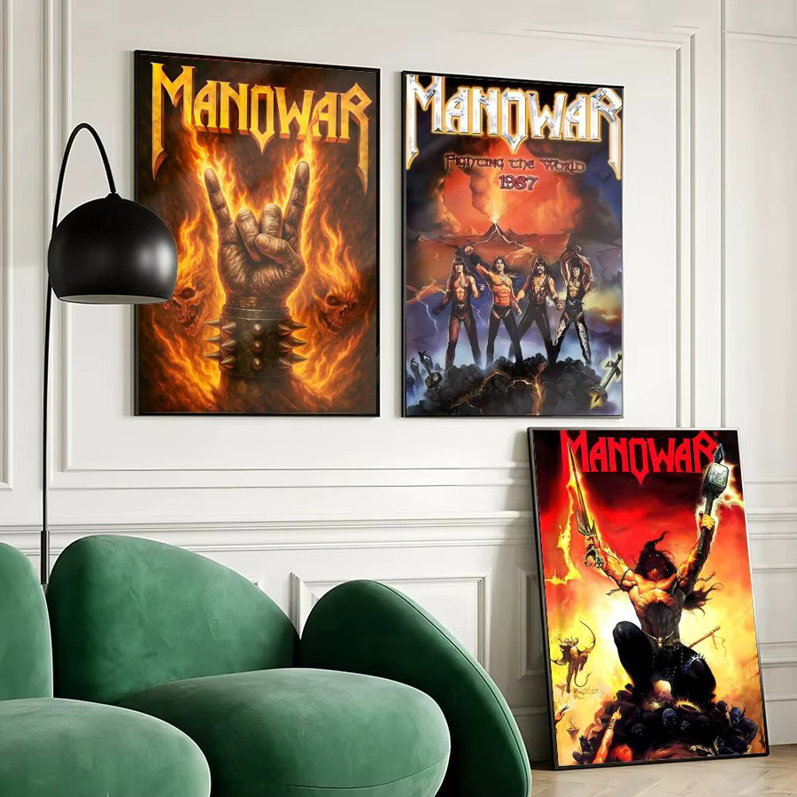 Manowar Heavy Metal Band Wandkunst Aufkleber, wasserfester selbstklebender Wandbehang in Schwarz und Multicolour, B: 20,0 cm, H: 15,0 cm - Bild 3