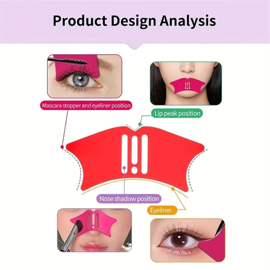Define Beauty Nasenkontur-Eyeliner-Schablonen, 4-in-1 Silikon, Rosered, Unisex - Bild 3