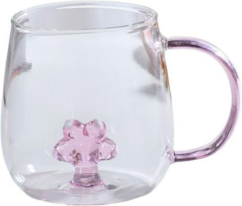Handgefertigtes transparentes Wasserglas mit Tierform und buntem Henkel in Catlike White - Bild 1
