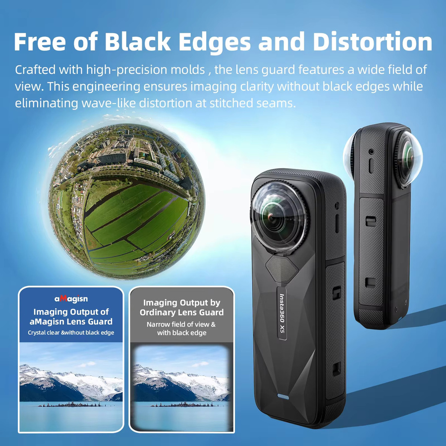 aMagisn Objektivschutz für Insta360 X5, kratzfestes Glas-Objektivschutz-Set in Transparent, Zubehör für Insta360 X5 - Bild 5
