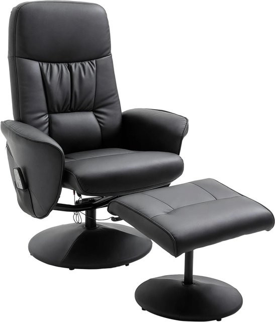 HOMCOM Massagesessel mit Fußhocker und Liegefunktion in Schwarz, B/T/H: 76 x 81 x 105 cm - Bild 1