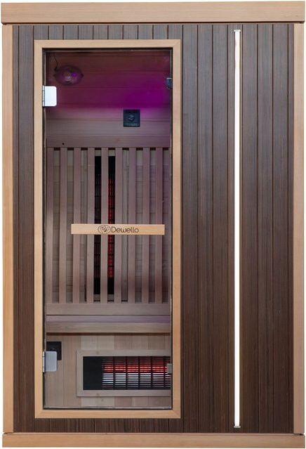 Dewello Infrarotkabine Melville Infrarotsauna für 2 Personen mit Vollspektrum- und Karbonstrahlern aus Walnuss Holz, Farbe: Braun, B/T/H: 130 x 105 x 190 cm - Bild 1