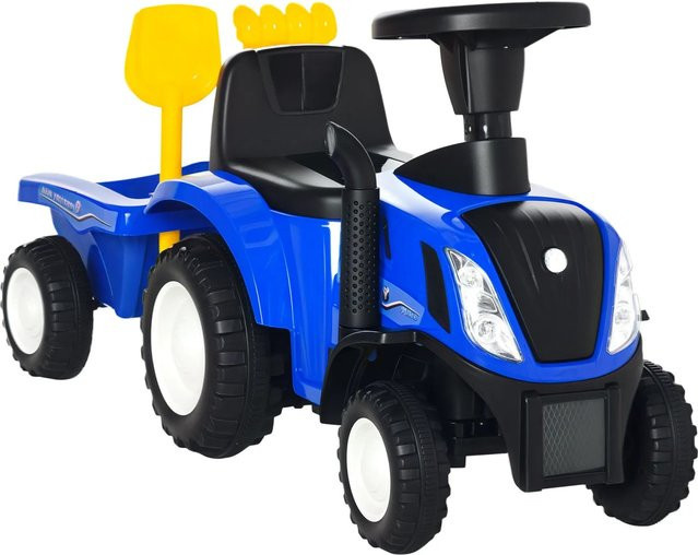 HOMCOM New Holland Kinder Rutschauto Traktor mit Hupe Blau - Bild 1