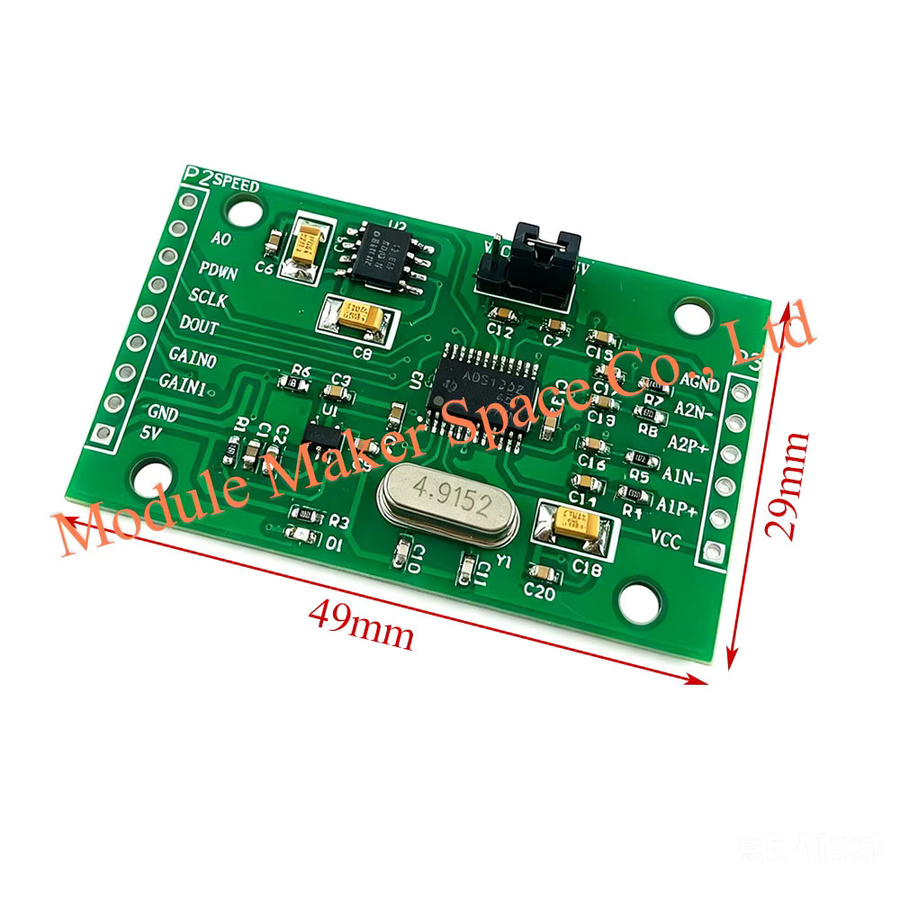 ADS1232 24-Bit ADC-Modul Hochpräziser Analog-Digital-Wandler für die zweikanalige Datenerfassung von Wäge- und Drucksensoren in Grün - Bild 2