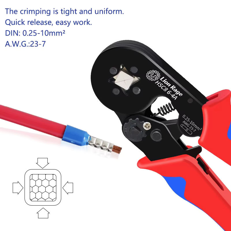 Lion Rage Crimpzange HSC8 6-4 für Aderendhülsen 0,25-10mm 23-7AWG - Bild 3