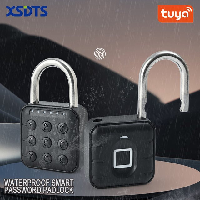 Tuya Bluetooth Smart Biometrisches Fingerabdruck-Türschloss in Schwarz mit IP67 Wasserdichtigkeit für Home und Travel - Bild 1