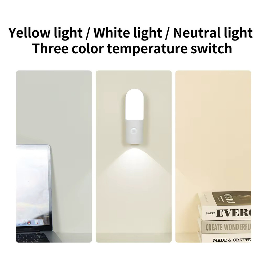 AVACOM Wiederaufladbare magnetische LED Wandleuchte mit Bewegungssensor als Nachtlicht in Weiß - Bild 2