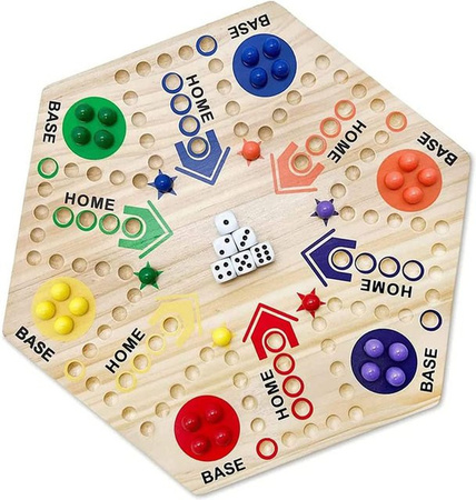 Original Marble Board Game Holz doppelseitiges Fast Track Brettspiel für 6 Spieler