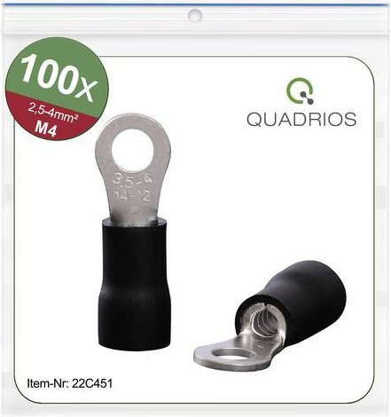 Quadrios Ringkabelschuh teilisoliert Schwarz Querschnitt 4,0mm² Loch-Ø 4,3mm 1 Set - Bild 1