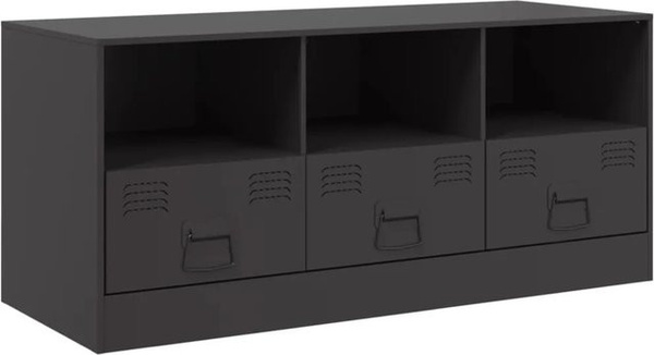 vidaXL TV-Schrank aus Metall in Schwarz im Industrial Design, B/T/H: 99 x 39 x 44 cm