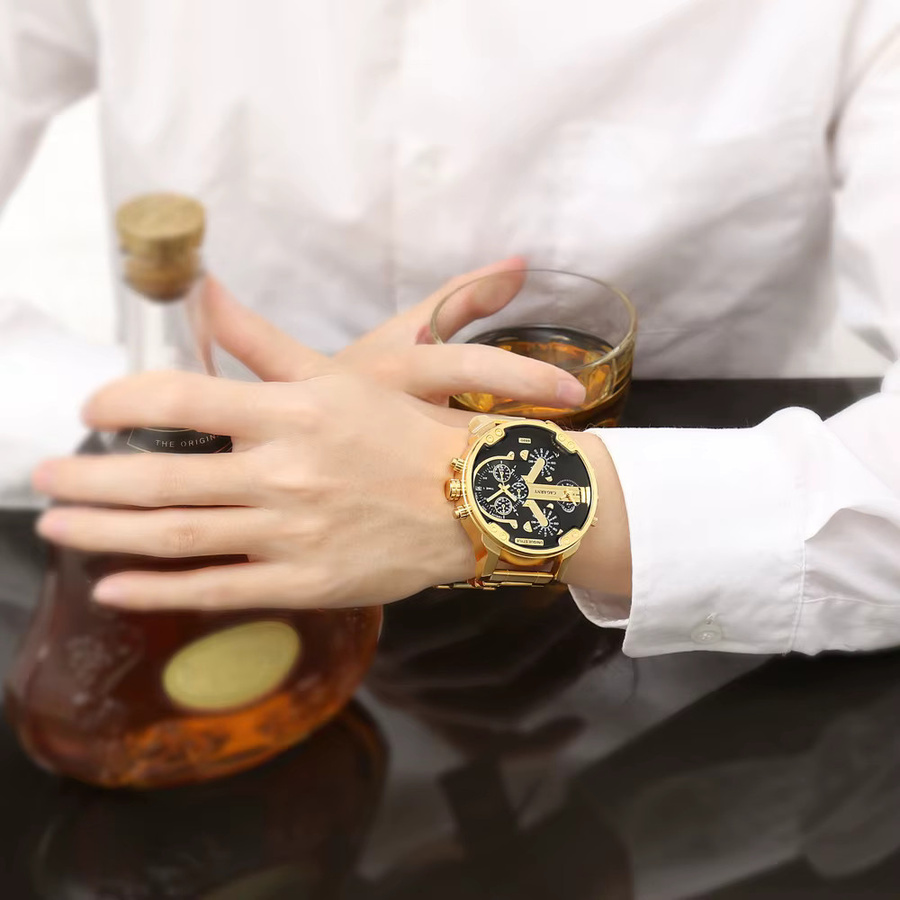 ZBJP Armbanduhr Quarz, Edelstahl, Gold, Schwarz, Herren - Bild 4
