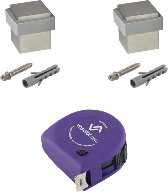 vasalat Türstopper Boden zum Schrauben Eckig Edelstahl Silber Matt B/B: 2,5 x 2,5 cm, H: 3 cm - Bild 1