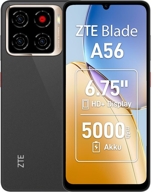 ZTE Blade A56 Smartphone Schwarz mit 6,75 Zoll Display, Android, 4G/LTE, Wi-Fi und Bluetooth - Bild 1
