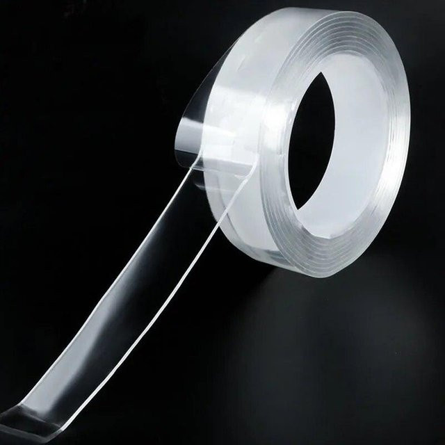 Transparentes Nano-Klebeband aus Acryl, doppelseitiges magisches Klebeband, waschbar und spurlos, Farbe: Transparent/Weiß - Bild 1