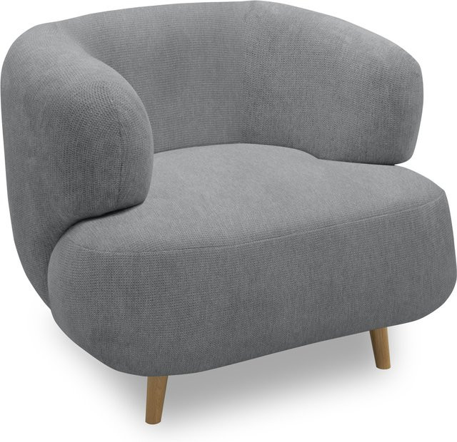 DOMO Sessel Brest modern Grau mit Holzfüßen B: 90 cm, T: 86 cm - Bild 1