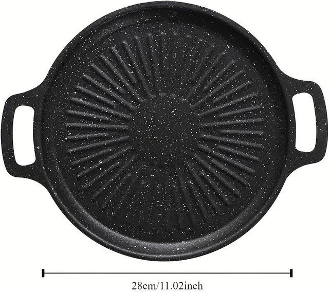 Kohlenstoffstahl Grillpfanne mit Antihaftbeschichtung für Induktionskochfelder, BBQ Grillplatte für Innen- und Außenbereich, spülmaschinenfest - Bild 1