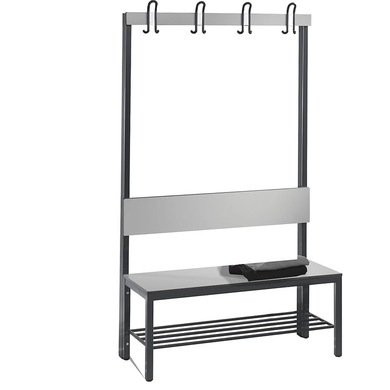 C+P Garderobenbank Basic Plus mit Rückenlehne und Schuhrost, Farbe Schwarzgrau und Silbergrau, H 165,0 cm x B 100,0 cm x T 40,7 cm - Bild 2