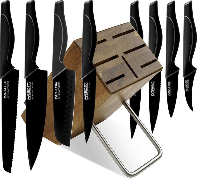 Nirosta Messerblock-Set Wave, 9-teilig, Schwarz - Bild 1