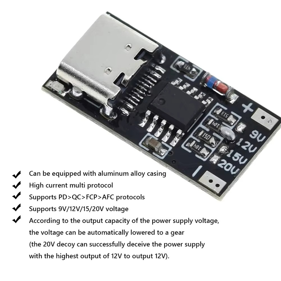 USB Typ-C Trigger Board PD/QC/AFC Schnelllade-Modul Schwarz - Bild 3