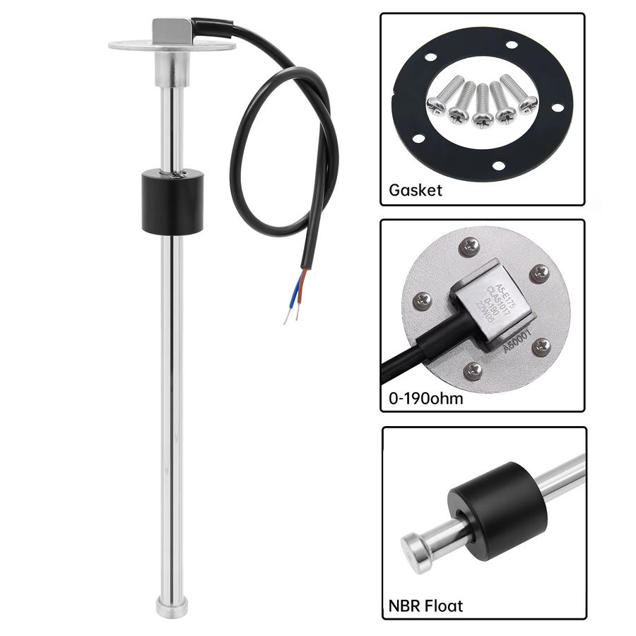 MAIMEIMI Kraftstoffschwimmer-Niveausensor aus Edelstahl in Silber, 0–190 Ohm, inklusive Dichtungen und Ölanzeige-Kit - Bild 2