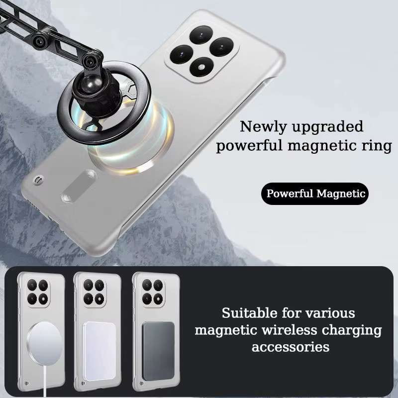 Lucky Ring Fundas Magnetische Handyhülle für Xiaomi 15, 15T, 14, 14T Pro und 14 Ultra, Rahmenlose Matte Stoßfeste PC-Abdeckung, Grau - Bild 2