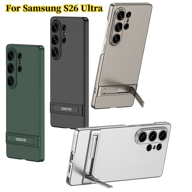 Stoßfeste Leder-Handyhülle für Samsung Galaxy S26 Ultra in Matt-Optik mit integriertem Ständer - Bild 1