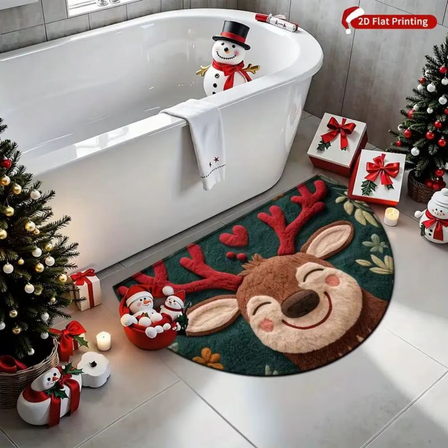 VIAMA Weihnachten Rentier Halbrunde Bodenmatte Anti-Rutsch Druckteppich für Eingang, Küche oder Badezimmer - Bild 5
