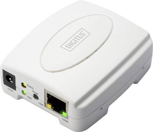 Digitus DN-13003-2 Fast Ethernet Printserver mit USB 2.0 und LAN Anschluss in Weiß - Bild 1