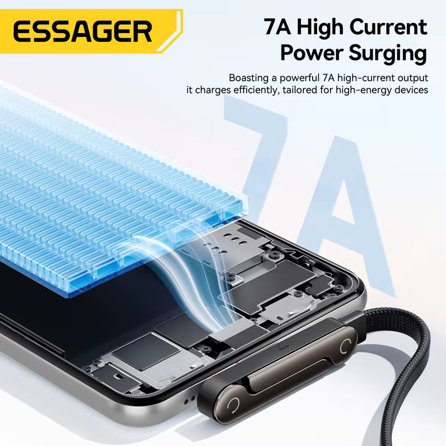 Essager USB-C-zu-USB-C-Kabel mit digitalem Display für 100W PD Schnellladung in Schwarz - Bild 2