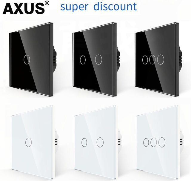 AXUS Touch Lichtschalter mit LED-Panel aus Kristallglas in Schwarz und Transparent - Bild 1