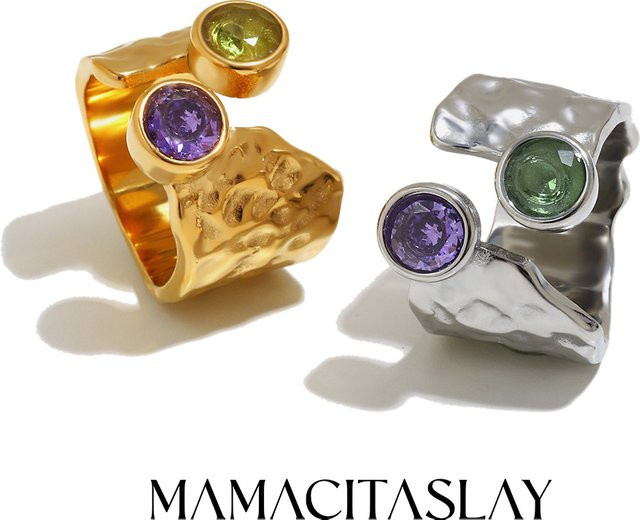 MamacitaSlay Edelstahlring, 18K vergoldet, Zirkonia, Damen - Bild 1