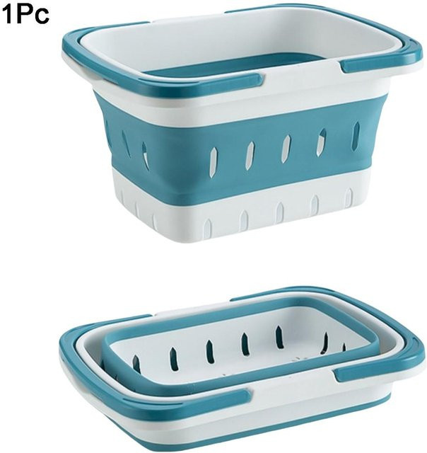 Faltbarer Wäschekorb Binchi Outdoor Product in Weiß mit Griffen, platzsparende ovale Waschwanne aus Kunststoff - Bild 1