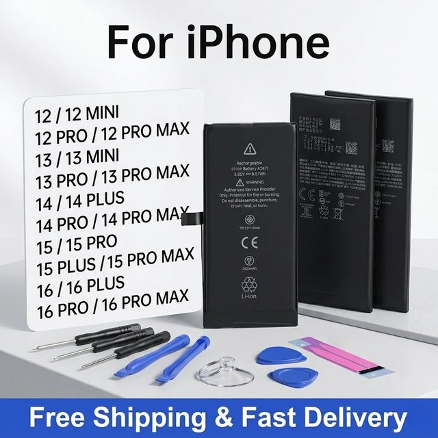 Apple Hochleistungs-Ersatzakku für iPhone 12 13 Mini Pro Max 14 15 16 Serie in Schwarz - Bild 1