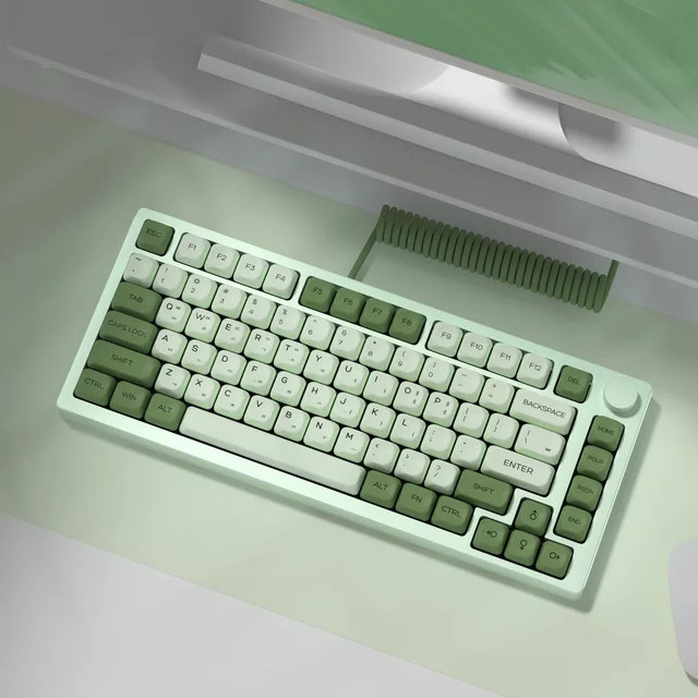 KBDiy KOA Profil Matcha Tastenkappen aus PBT in Grün für mechanische Tastaturen, 143 Tasten, kompatibel mit DZ60, GK61, Aula F87, F108, F99 und weiteren Modellen - Bild 1