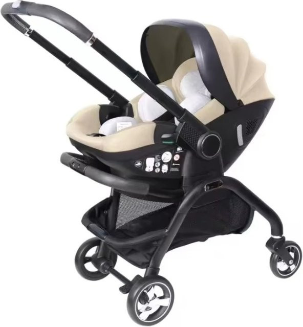 3 in 1 Luxus Kinderwagen Set von Warm house mit Babywanne, Sportsitz und Kindersitz, faltbar und verstellbar, Farben: Blau und Schwarz - Bild 1