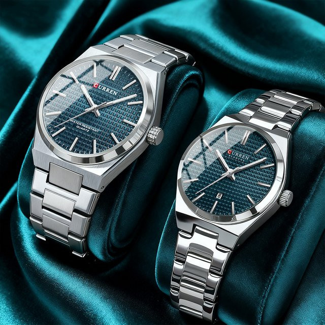 CURREN Armbanduhr, Quarz, Edelstahl, Blau, Unisex - Bild 1